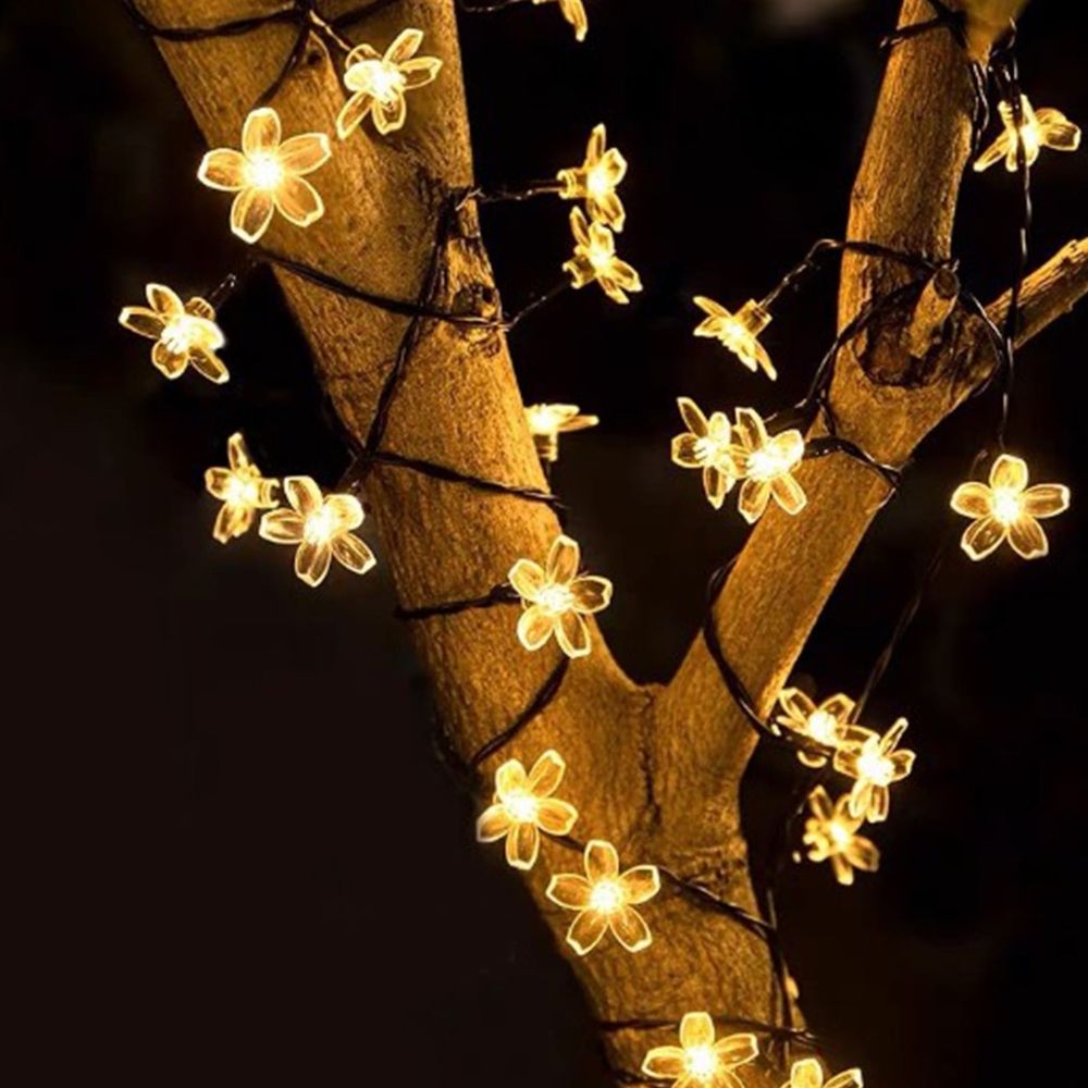 Solar Flower String Lights with 20 LED Cherry Blossom Bulbs | Outdoor Solar Powered Fairy Lights for Garden Fence Patio Yard | Waterproof Christmas Tree Home Wedding Party Decoration