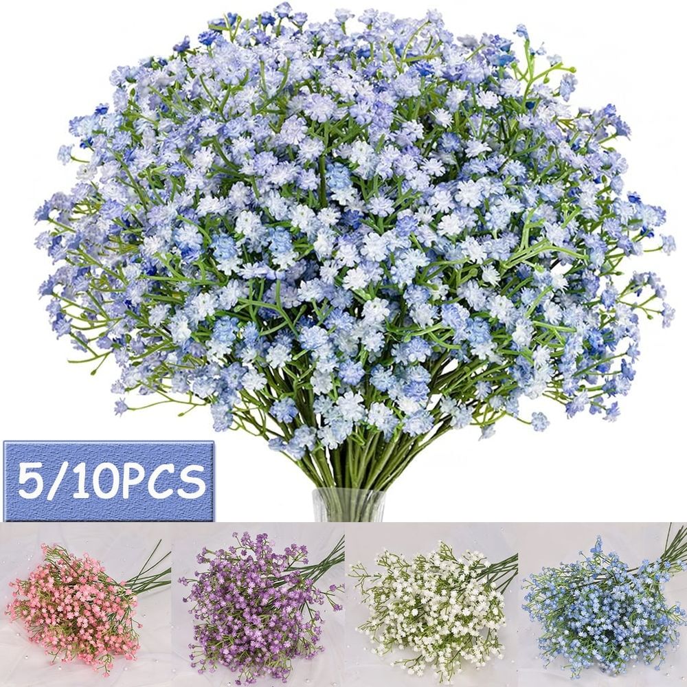 10PCS Babys Breath Artificial Flowers, Baby Breath Flowers Artificial Bulk, Real Touch Fake White Flowers, Faux Babies Breath Gypsophila for Wedding Home Decor Floral Arrangement