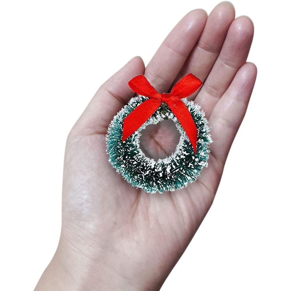 20PCS Mini Christmas Wreaths Artificial Christmas Wreath Miniature Frost Sisal Christmas Tree Wreaths for Christmas Tree Hanging Arts and Crafts Décor