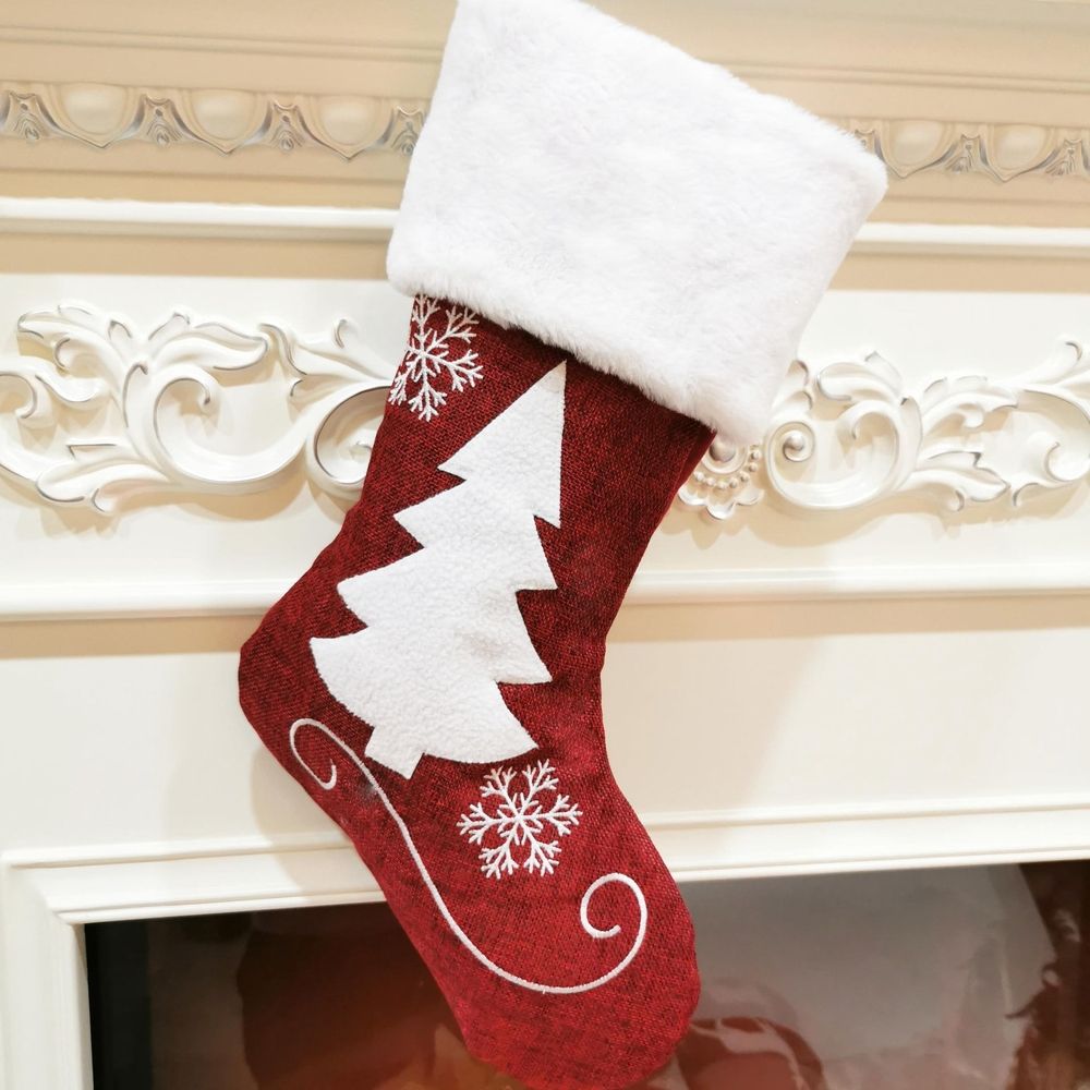 18 Inches Christmas Stockings, Large Super Soft Christmas Stockings Red Velvet with White Super Soft Plush Cuff for Christmas Xmas Tree Fireplace Family Decor Gifts(Deer,Snowflake,Christmas tree)