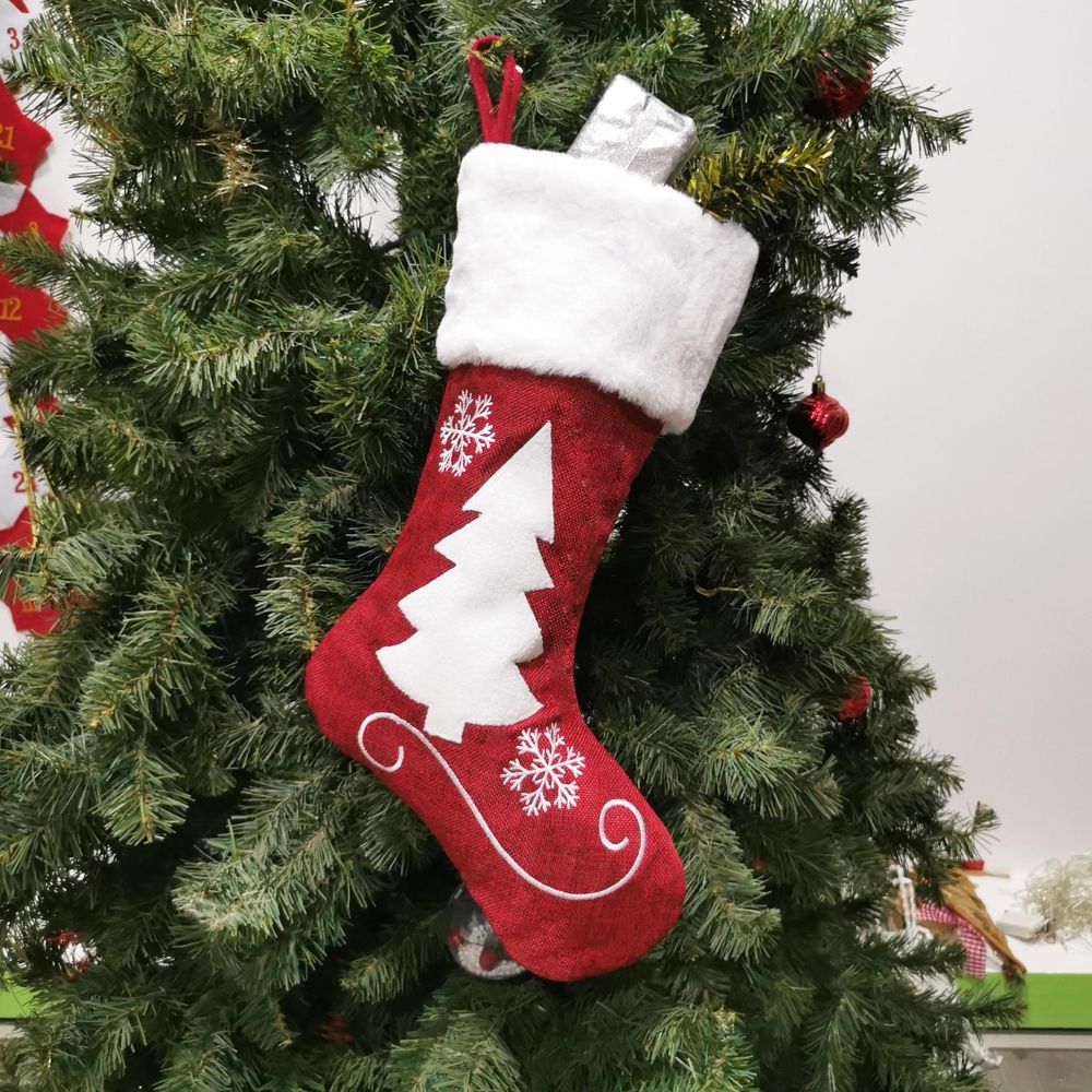 18 Inches Christmas Stockings, Large Super Soft Christmas Stockings Red Velvet with White Super Soft Plush Cuff for Christmas Xmas Tree Fireplace Family Decor Gifts(Deer,Snowflake,Christmas tree)