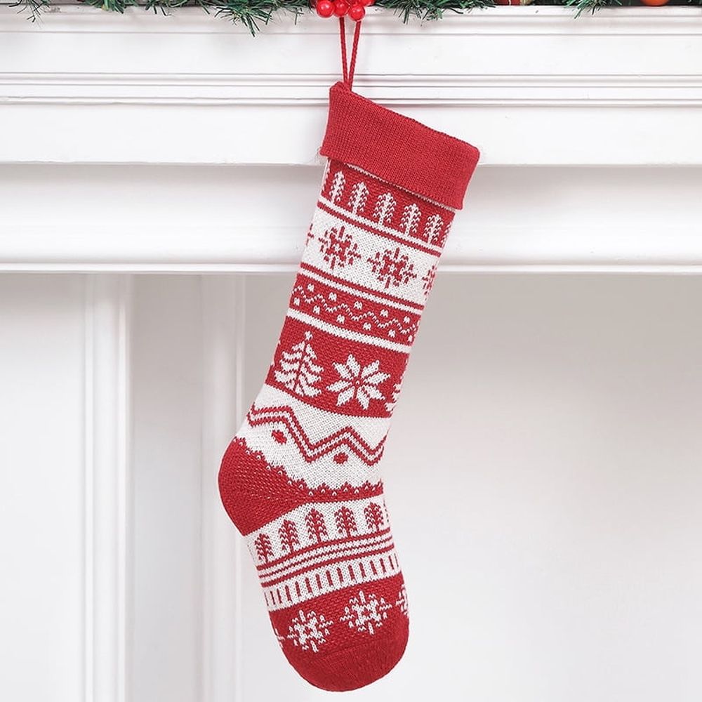 4 Pack Christmas Stockings 18 Inches Large Size Cable Knitted Stocking Gifts & Decorations for Family Holiday Xmas Party, Ivory White and Burgundy