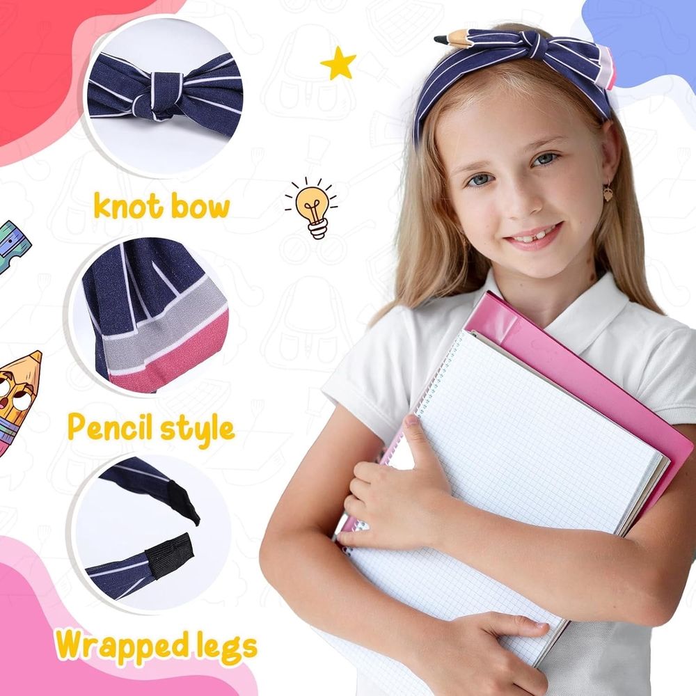 Back to School Bows Hair Clips, Teacher Headband for Women and Pencil Bows for Teacher Appreciation Gifts,Back to School Hair Accessories for Girls Student First Day of School