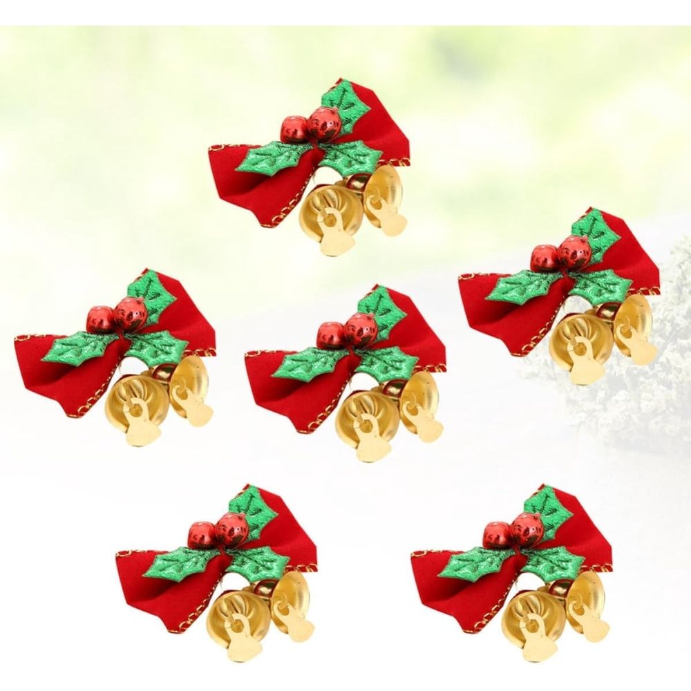 6 PCS Red Christmas Bow-Knot Pendant Cloth Ornaments, Hanging Decor for Tree Garland, Home Office, Shopping Mall, and Gift Display