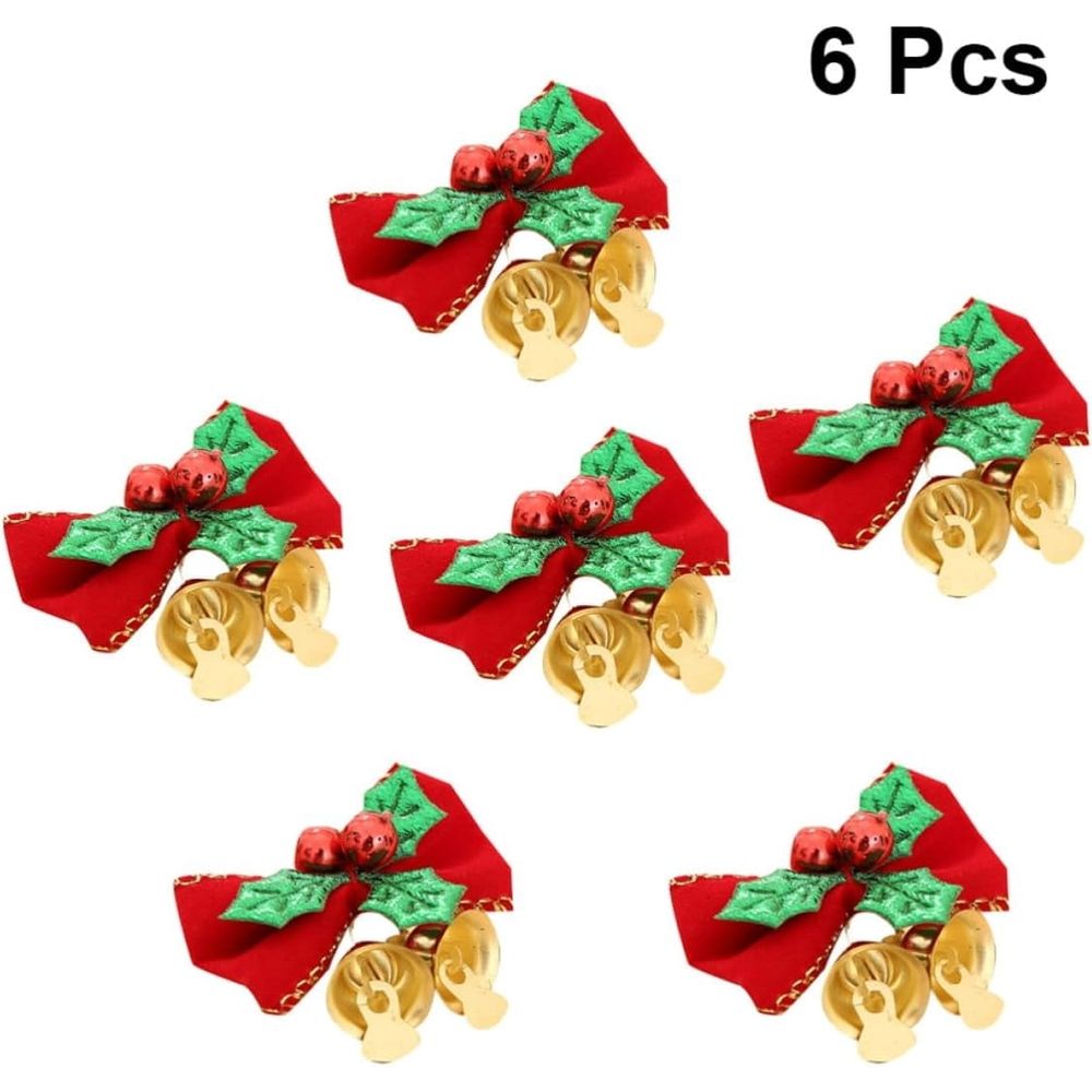 6 PCS Red Christmas Bow-Knot Pendant Cloth Ornaments, Hanging Decor for Tree Garland, Home Office, Shopping Mall, and Gift Display