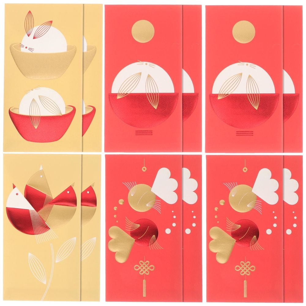 Traditional Chinese Red Envelopes for New Year Happiness 12Pcs