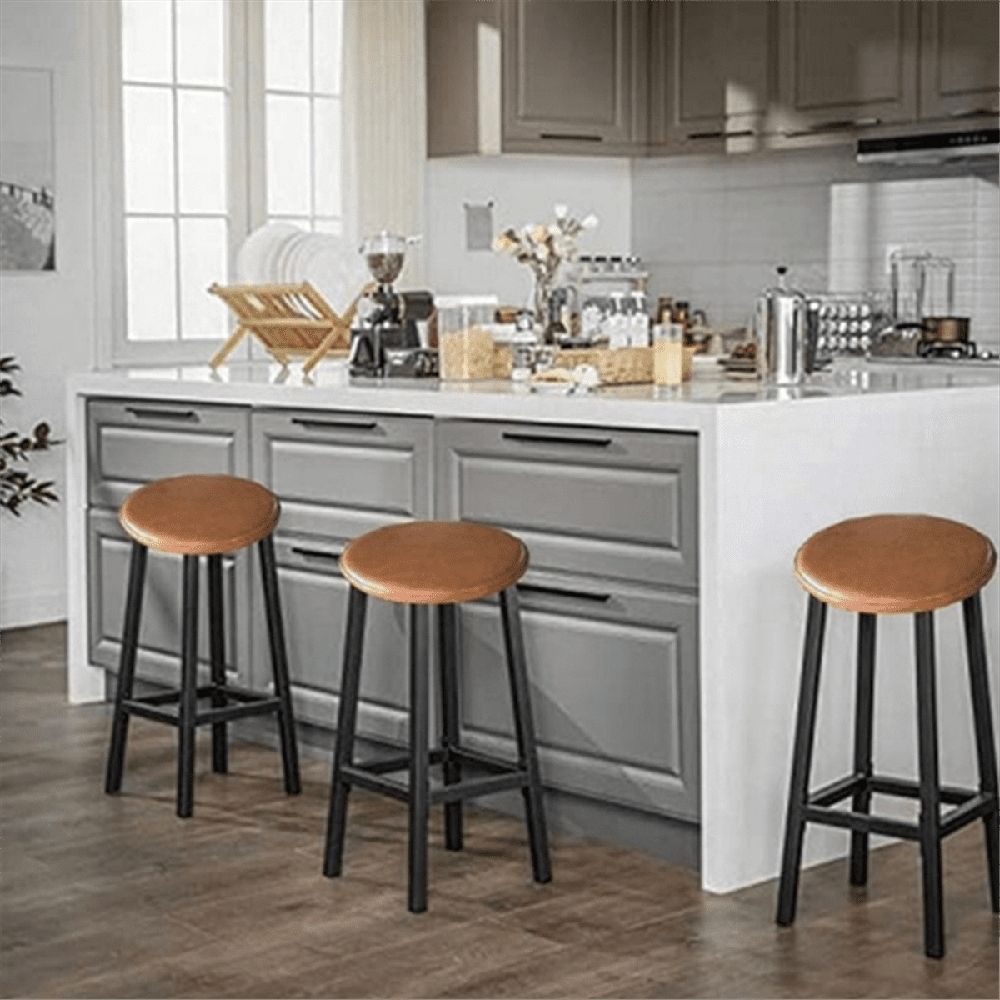 2PCS Round Bar Stool Cushion for 28-33cm Waterproof Covers Black
