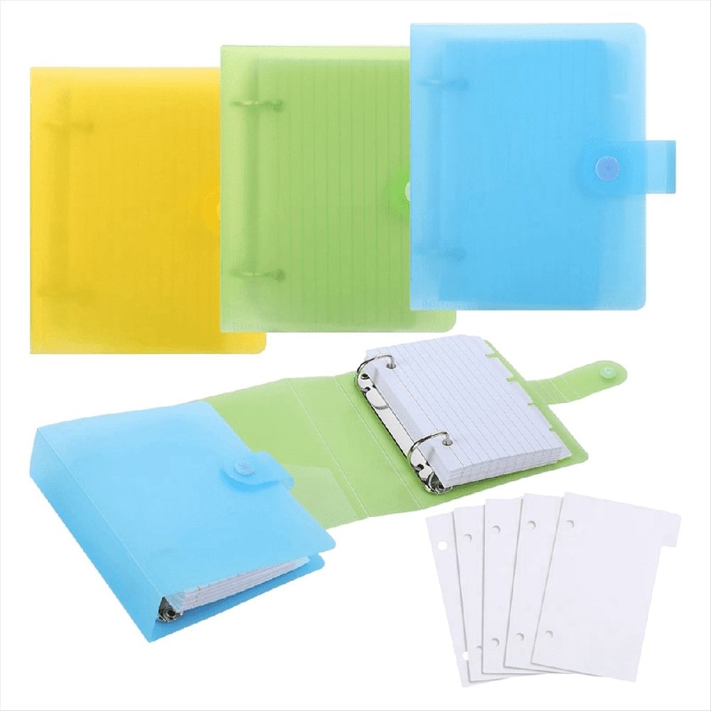3 Pack Index Card Binder with Dividers, 60 Sheet Each, 3x5 Holder Organizer Notebook