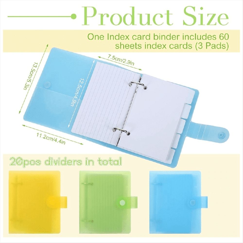 3 Pack Index Card Binder with Dividers, 60 Sheet Each, 3x5 Holder Organizer Notebook