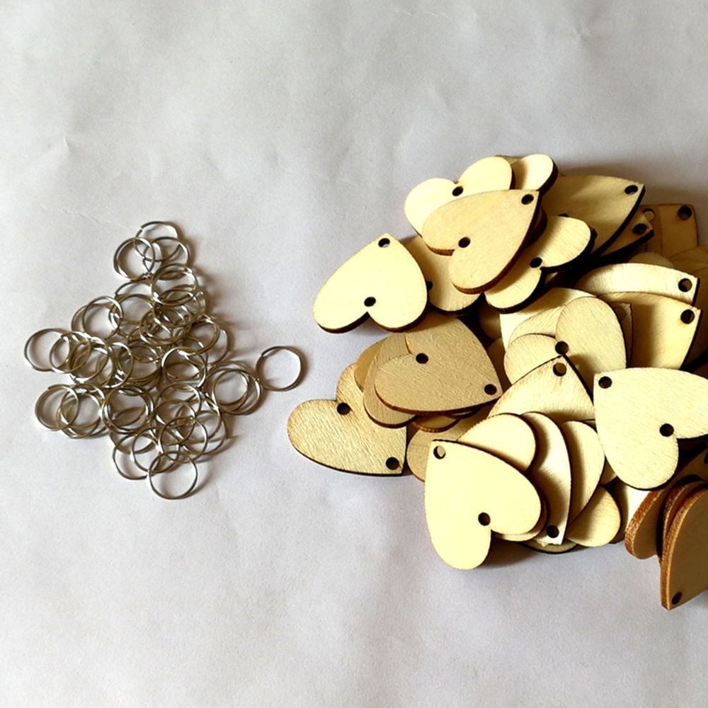 100 Pieces Wooden Heart Plaque Calendar Set in Khaki, Hanging Birthday Reminder Decoration for Home, Office, Party Use