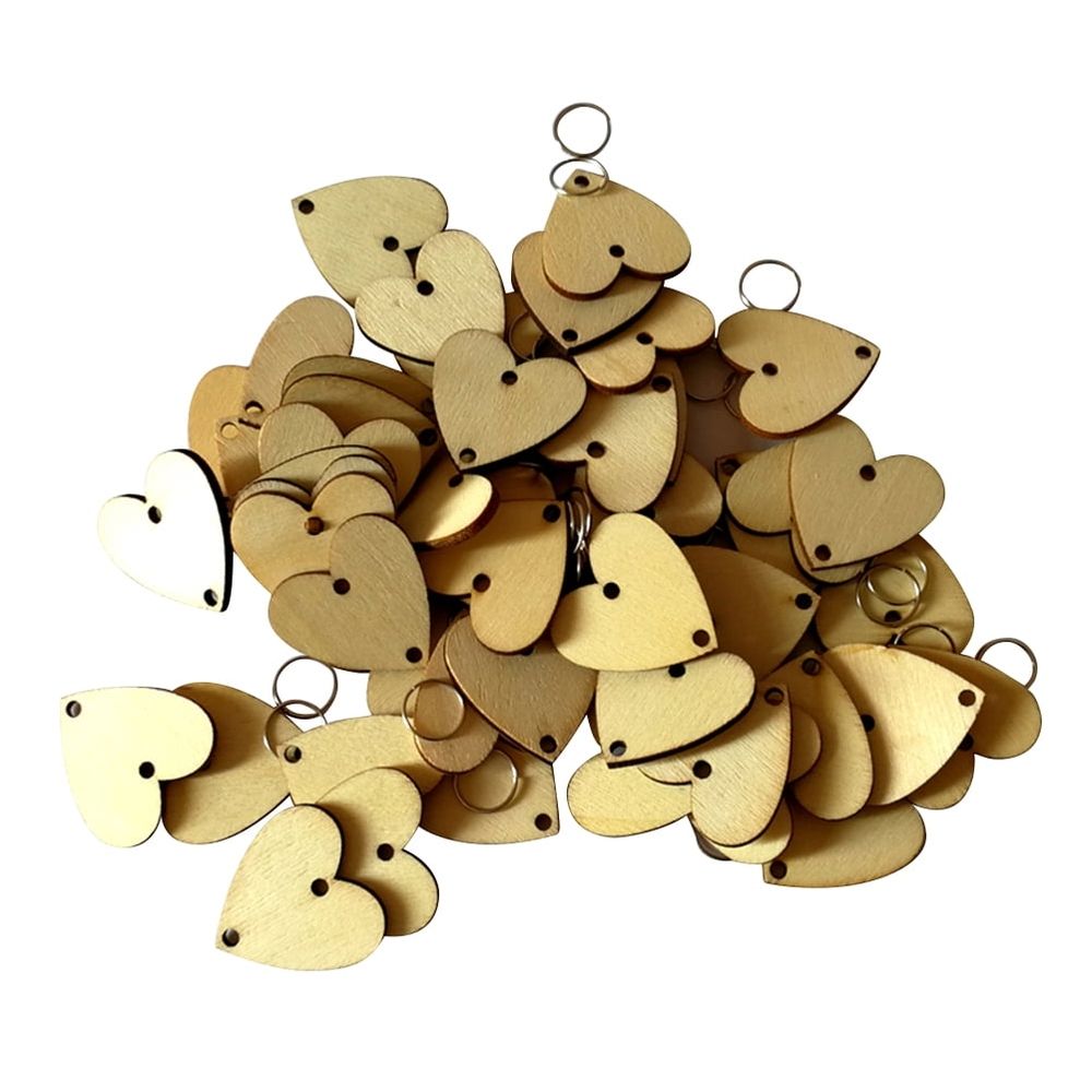 100 Pieces Wooden Heart Plaque Calendar Set in Khaki, Hanging Birthday Reminder Decoration for Home, Office, Party Use