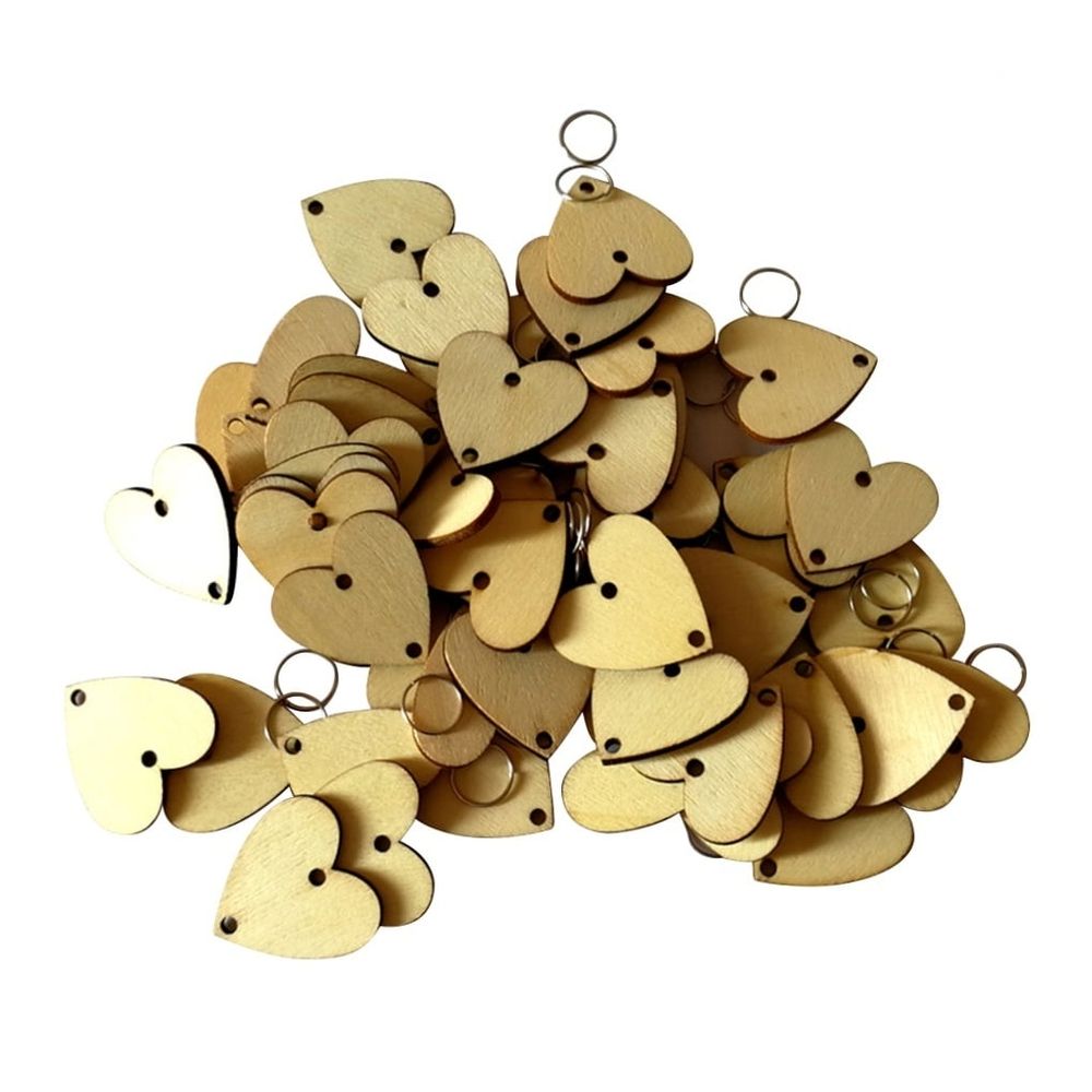 100 Pieces Wooden Heart Plaque Calendar Set in Khaki, Hanging Birthday Reminder Decoration for Home, Office, Party Use