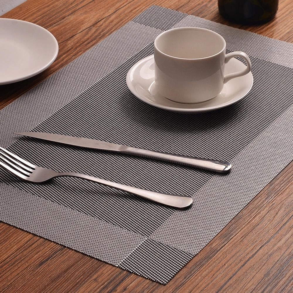 4-Piece Rectangle PVC Kitchen Table Placemats Set, Dining Mats for Home and Restaurant Use