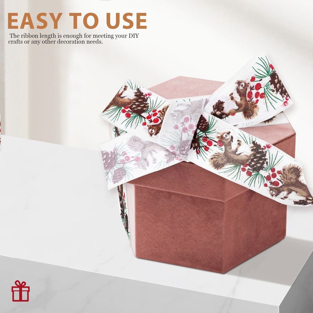 Holiday Ribbon Decorations, 1 Roll 78.7in x 2.5in, Multi-Color Ribbon for Christmas, Wrapping, Crafts and Projects