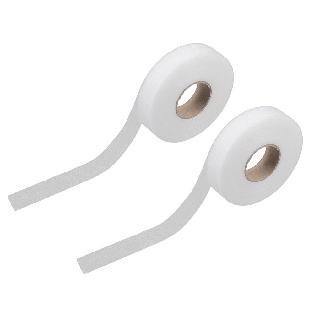 White Nonwoven Hemming Tape for Sewing Repairs, No Sew No Iron Fabric Tape, 2 Rolls for Home Use
