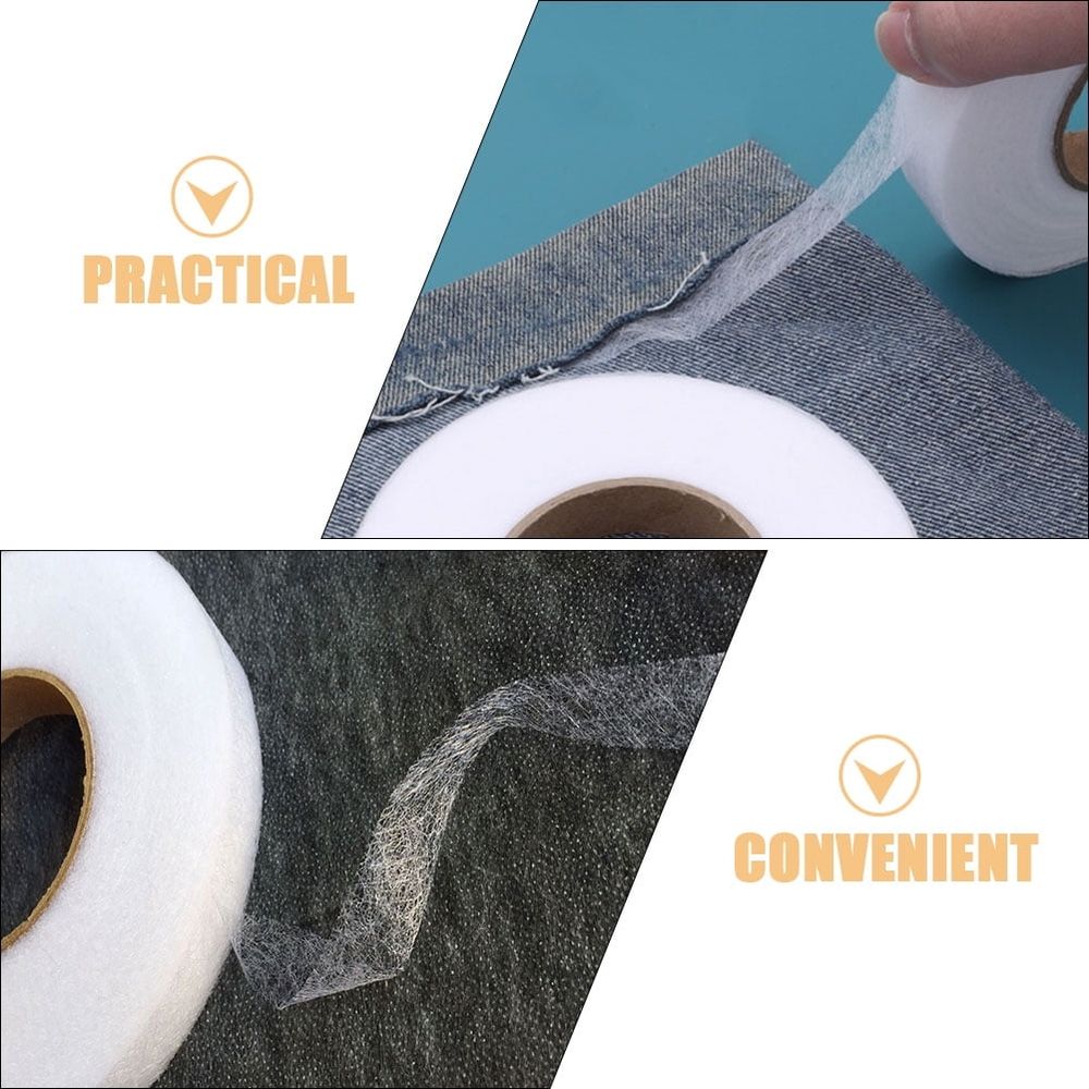 White Nonwoven Hemming Tape for Sewing Repairs, No Sew No Iron Fabric Tape, 2 Rolls for Home Use