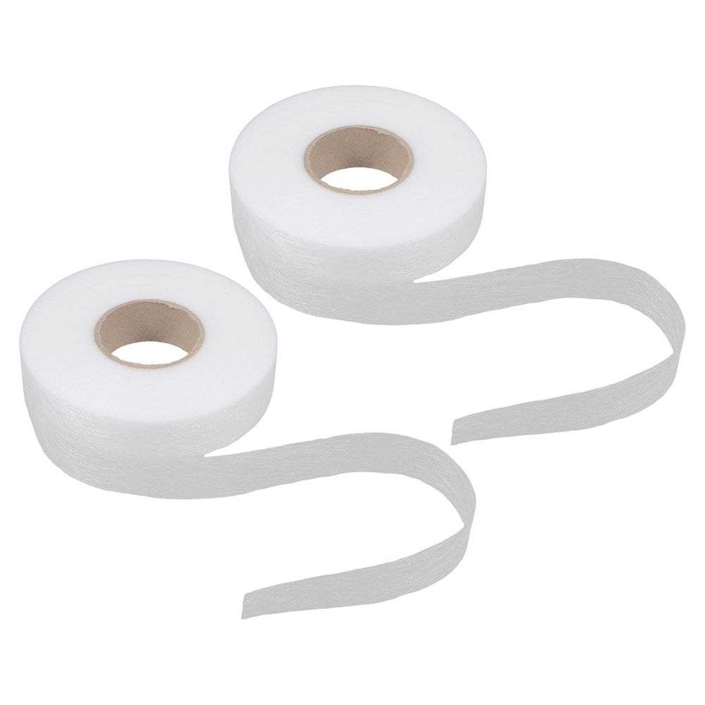 White Nonwoven Hemming Tape for Sewing Repairs, No Sew No Iron Fabric Tape, 2 Rolls for Home Use