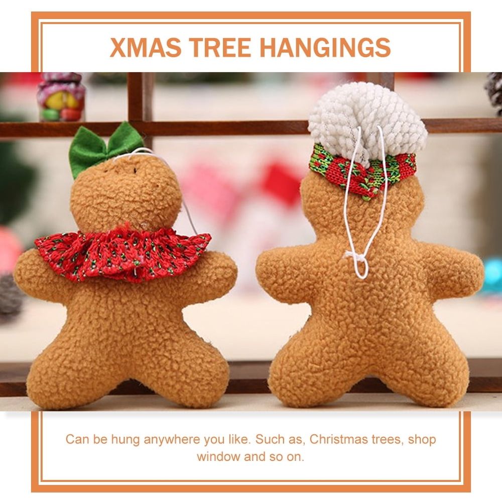 Set of 2 Wool Felt Gingerbread Ornaments Christmas Holiday Decorations for Party and Home