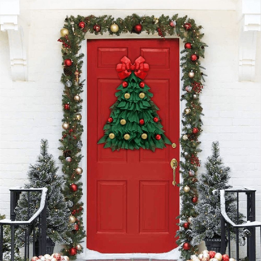 Handmade Christmas Tree Garland Christmas Tree Wreath Christmas, Xmas Tree Flower Front Decoration