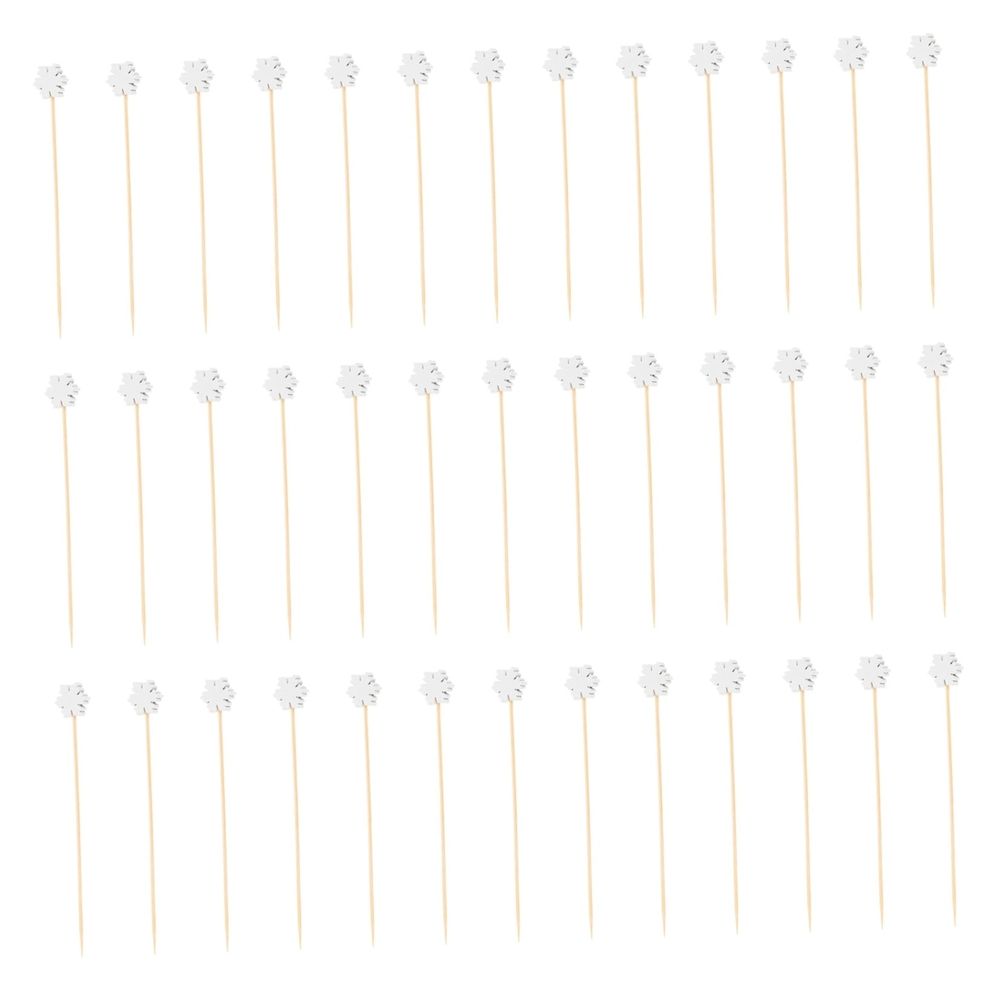 100Pcs White Disposable Fruit Picks Party Tableware for Christmas, Weddings, BBQ, and Events