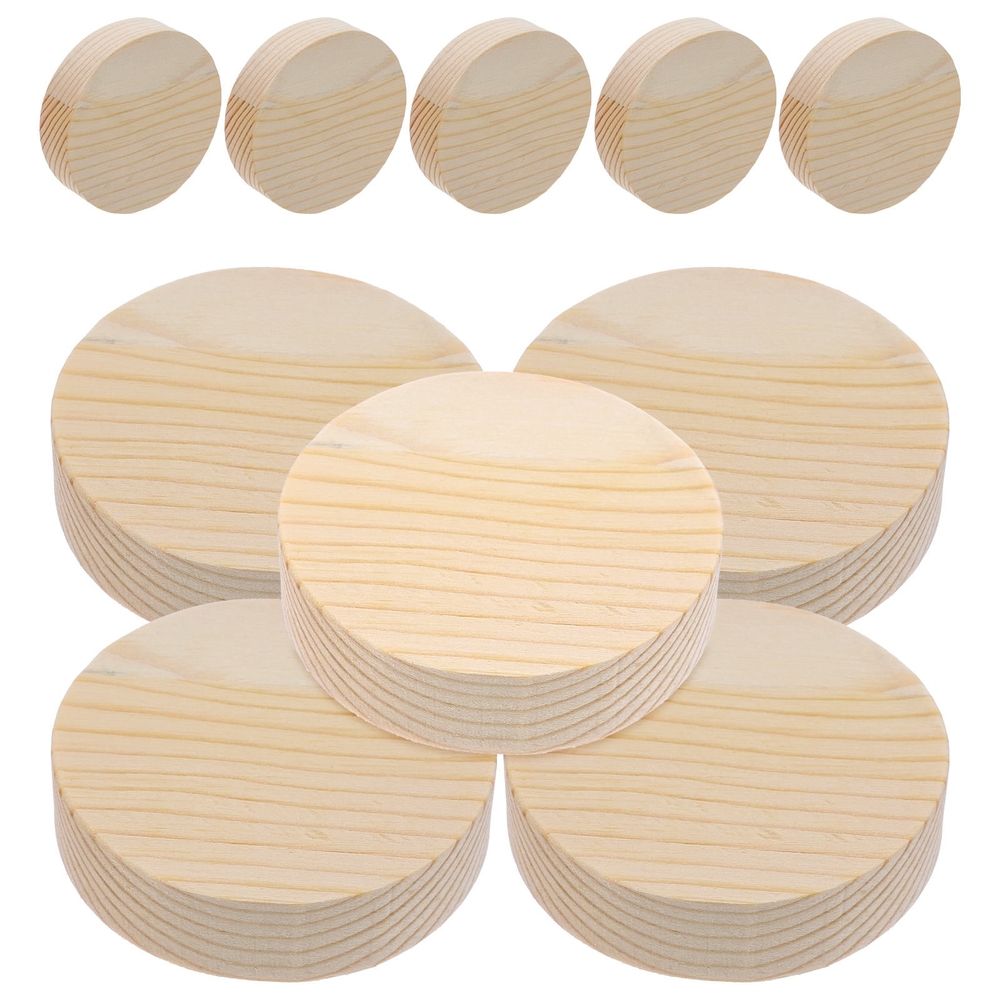 Beige Wood Slices 8x2cm Round Craft Discs, Smooth Unpainted Wooden Circles for Home Decor and Multipurpose Use