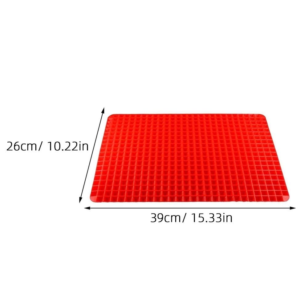 Reusable Non-Stick Cooking Mat with Red Pyramid Design, Easy to Clean, Perfect for Baking, Grilling, and Kitchen Use