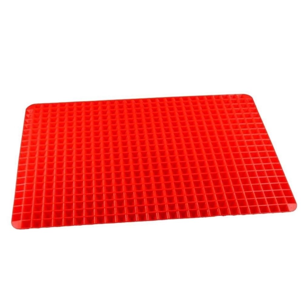 Reusable Non-Stick Cooking Mat with Red Pyramid Design, Easy to Clean, Perfect for Baking, Grilling, and Kitchen Use