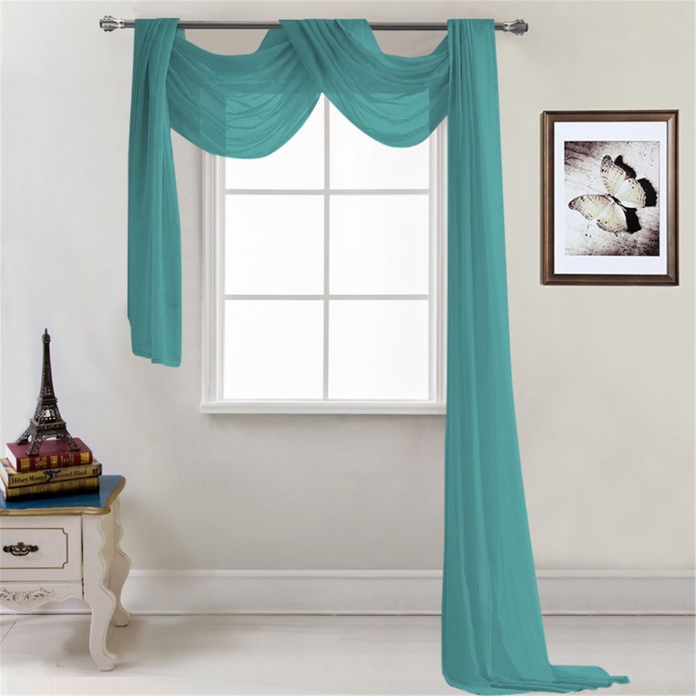 Sheer Window Scarf 216 inch Extra Long, Soft Voile Textured Bed Canopy Scarf Curtains for Event Designs/Home Decor, 50 inches Wide
