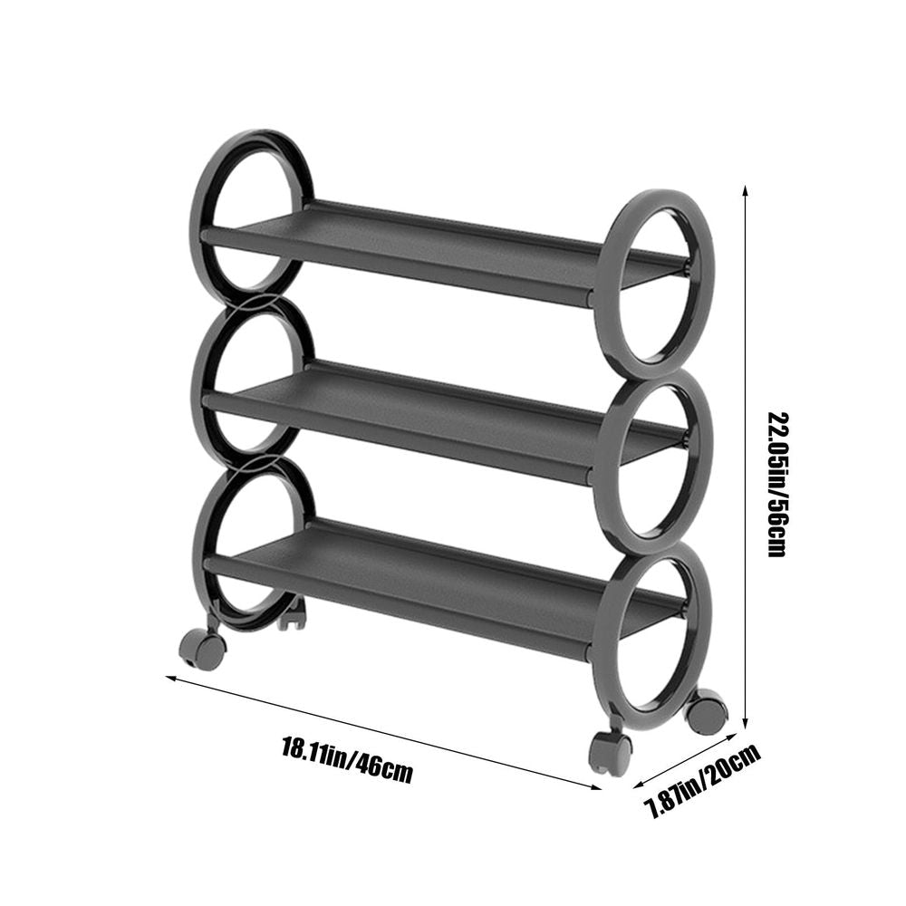 Shoe Rack With Wheels Movable Shoe Rack Organizer Three Tier Shoe Storage Cabinet For Everyday Items Suitable For Bedroom Closet Entryway Bedroom Under Table Free Standing Shoe Racks