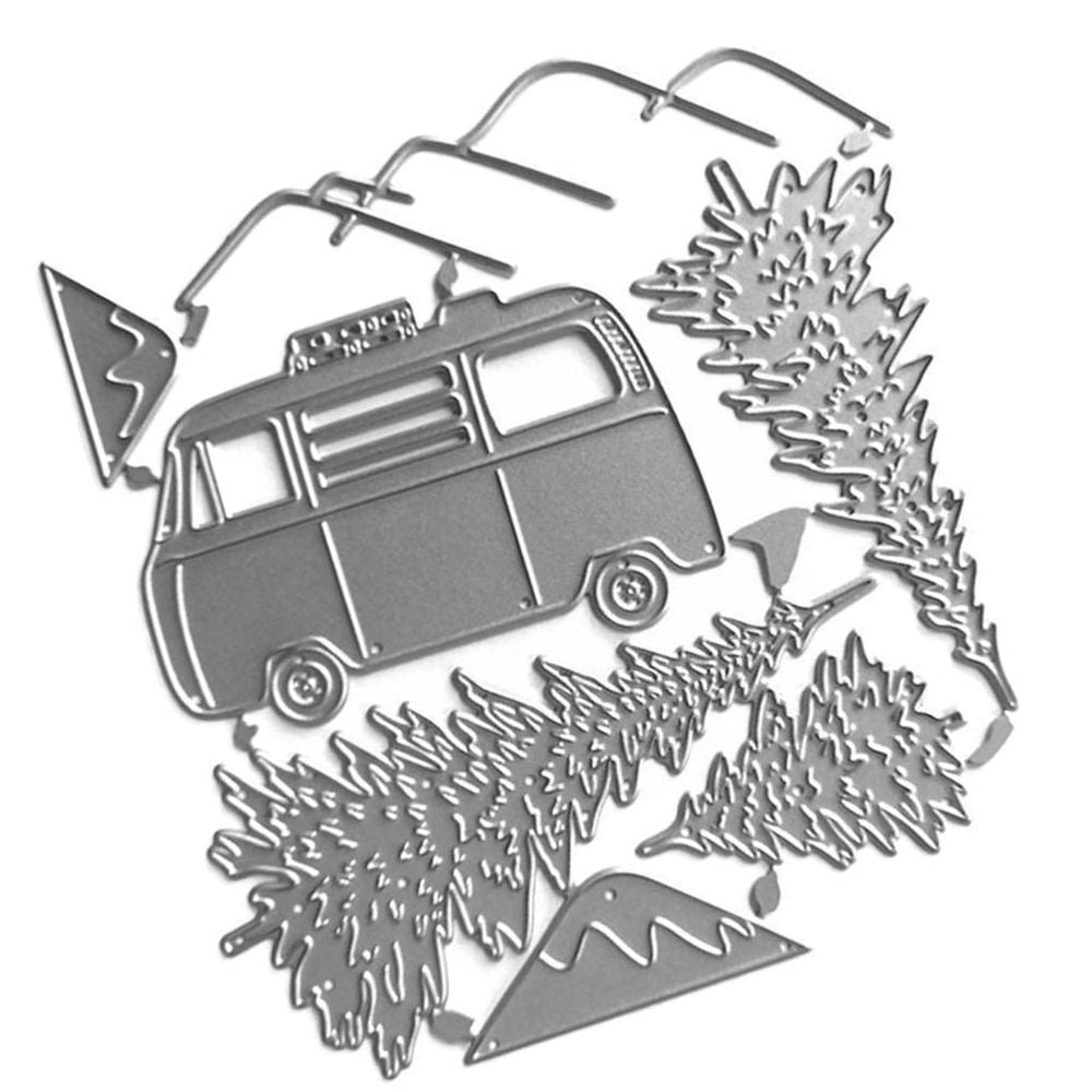 Car and Tree Cutting Dies Christmas Theme Embossing Die Cuts for DIY Scrapbooking Album Crafts Christmas Card Making
