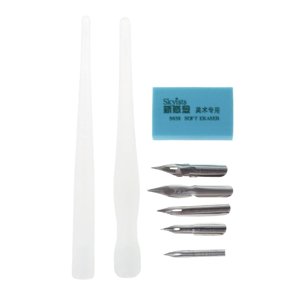 Dip Pen Holder Set Drawing Painting Tools Calligraphy + 5 Nibs