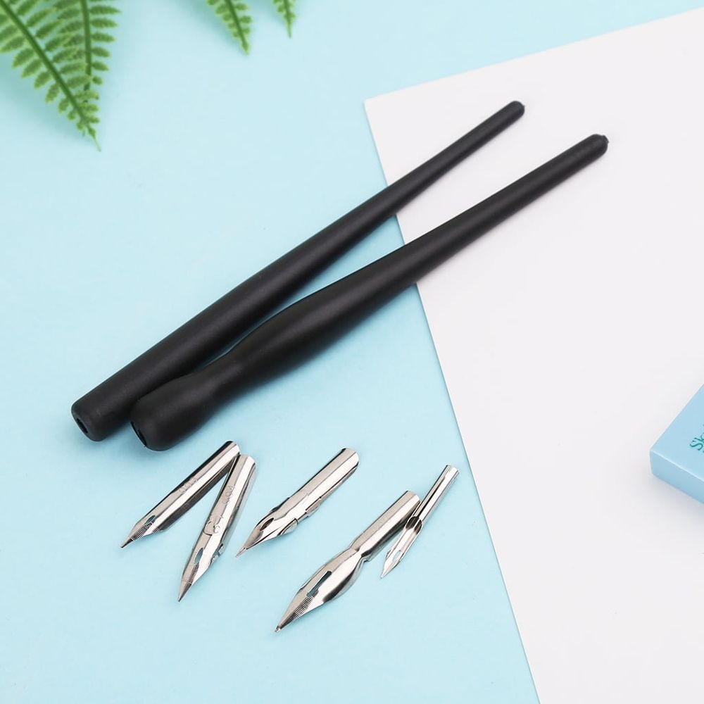 Dip Pen Holder Set Drawing Painting Tools Calligraphy + 5 Nibs