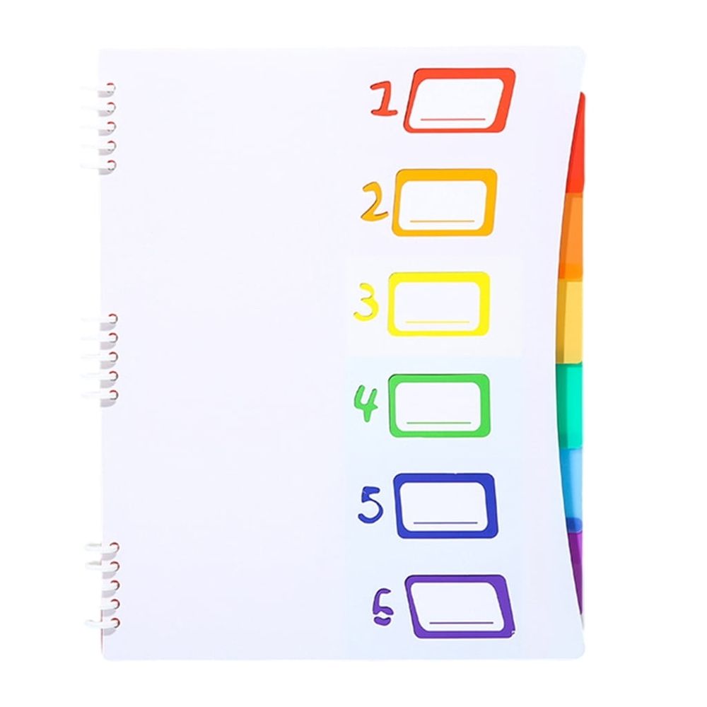 6 Pockets Expandable Document Folder Letter Size File Organiser with Removable Pages Colorful Numbered Label Window