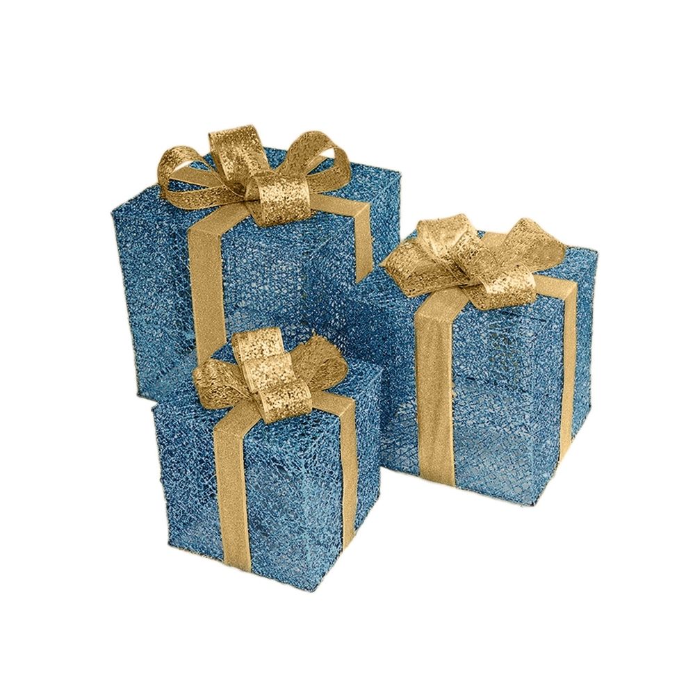 Set of 3 Christmas Lighted Gift Boxes With Plug For Christmas Decor Weddings Yard Home Holiday Art Christmas Decorations