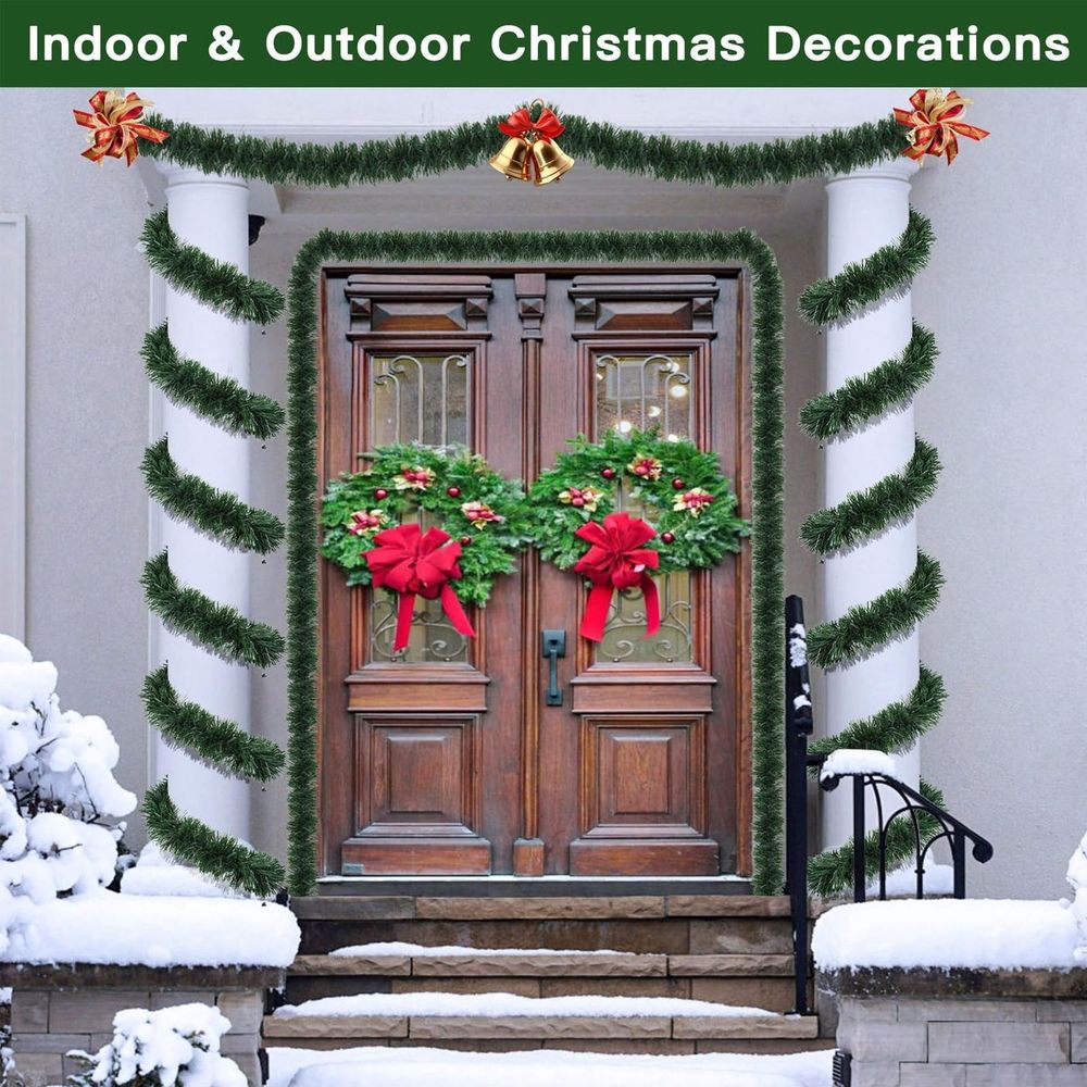 Christmas Garland for Christmas Tree Decorations, Non-Lit Green Soft Xmas Holiday Decor Outdoor Indoor Home Garden Artificial Greenery, Wedding Party Outside Decorations, 16 FT