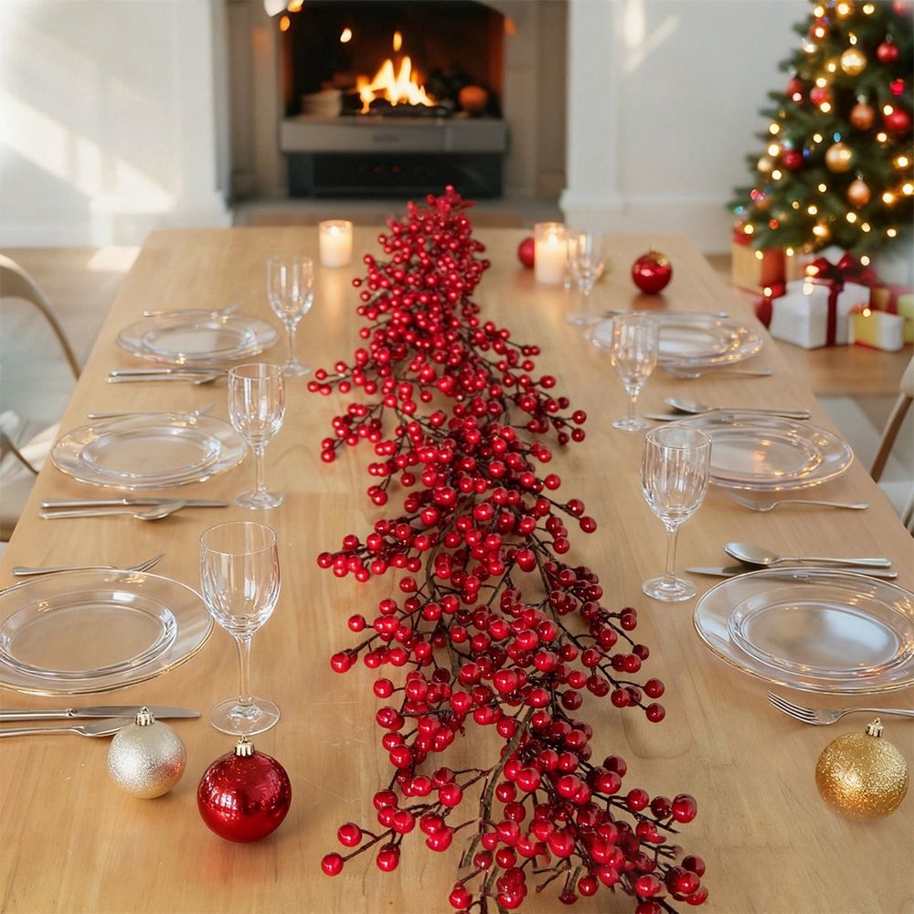 Norfolk Pine Garland Indoor Christmas Decorations Berry Beaded Garland Red Simulated Christmas Climber European And Americaneshome Decoration Red Berry Soft Decoration Christmas Tree Garland