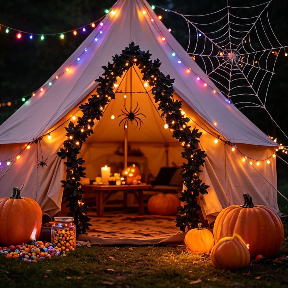 Halloween Garland Artificial Vines With Maple Leaves For Fall Thanksgiving Christmas Scenic Area Decor Indoor Mantle Table Centerpiece Display