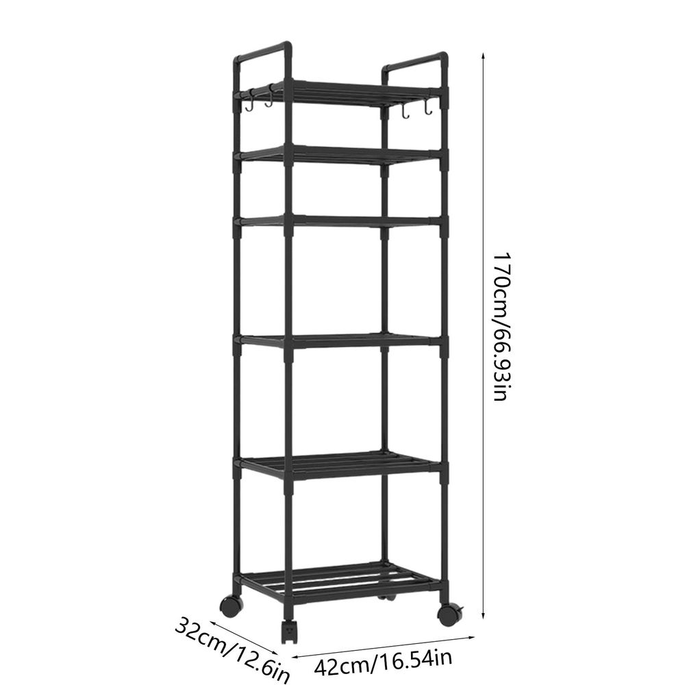Rolling Storage Cart with Multi-Tier Shelving Unit, Portable Waterproof Plastic Organizer for Kitchen and Bathroom, 360-Degree Wheels, Easy Assembly, Space-Saving