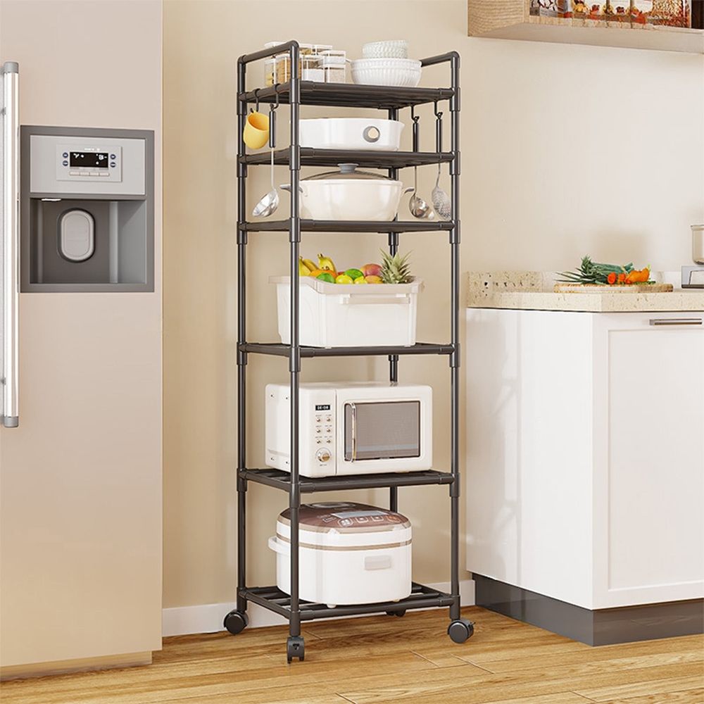 Rolling Storage Cart with Multi-Tier Shelving Unit, Portable Waterproof Plastic Organizer for Kitchen and Bathroom, 360-Degree Wheels, Easy Assembly, Space-Saving