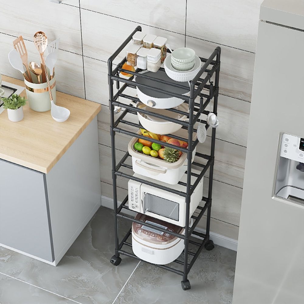 Rolling Storage Cart with Multi-Tier Shelving Unit, Portable Waterproof Plastic Organizer for Kitchen and Bathroom, 360-Degree Wheels, Easy Assembly, Space-Saving