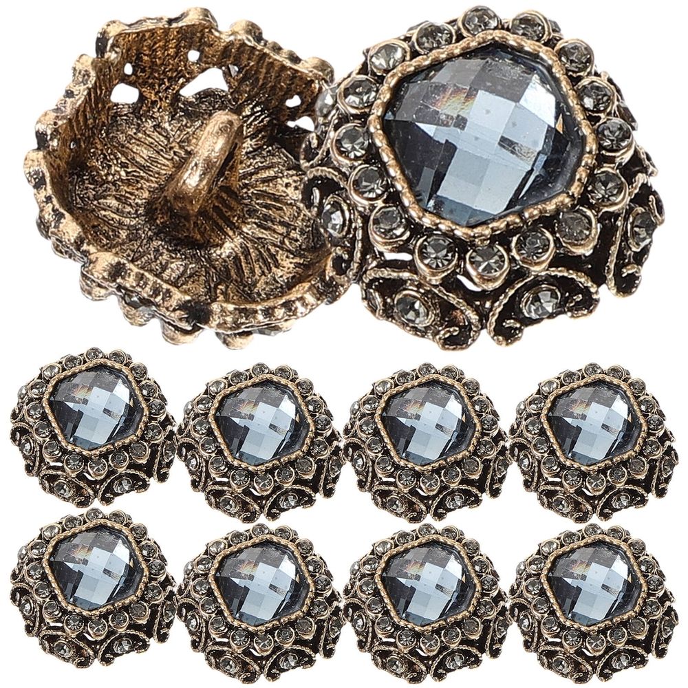 10Pcs Elegant Metal Sewing Buttons with Rhinestones for Coat Sweater Clothes Fasteners