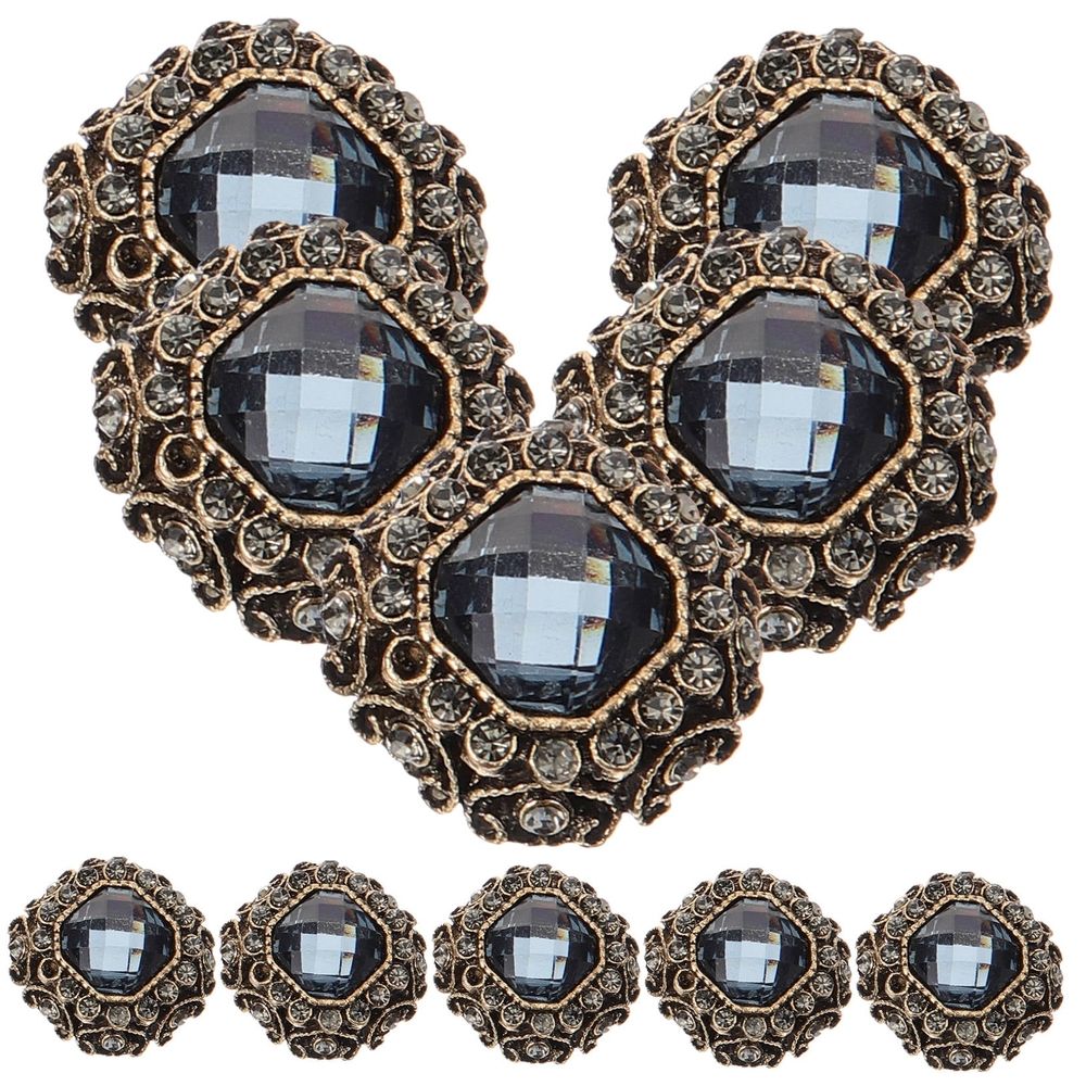 10Pcs Elegant Metal Sewing Buttons with Rhinestones for Coat Sweater Clothes Fasteners