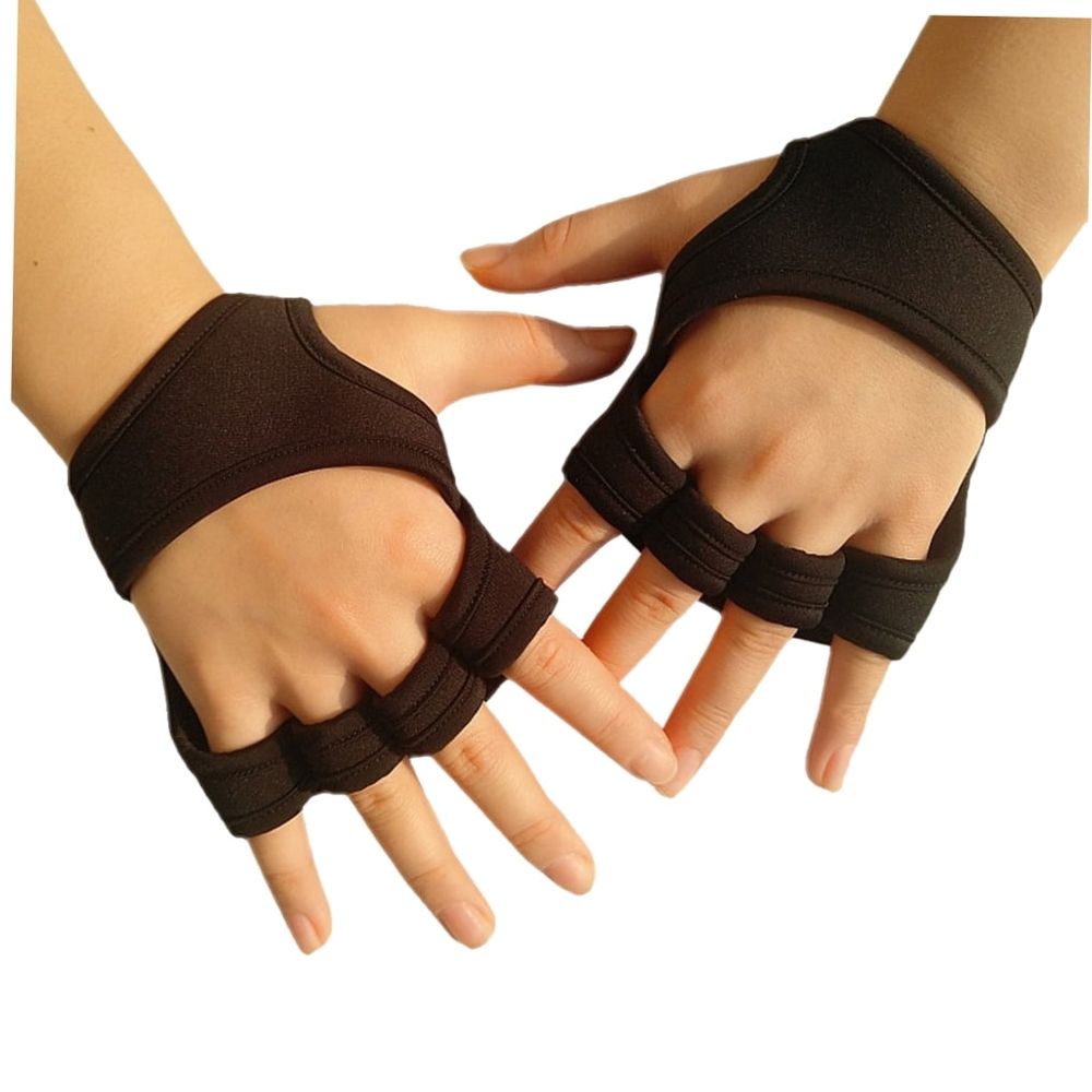 Workout Weight Lifting Gloves Black Non Slip Neoprene Padded Half Gloves