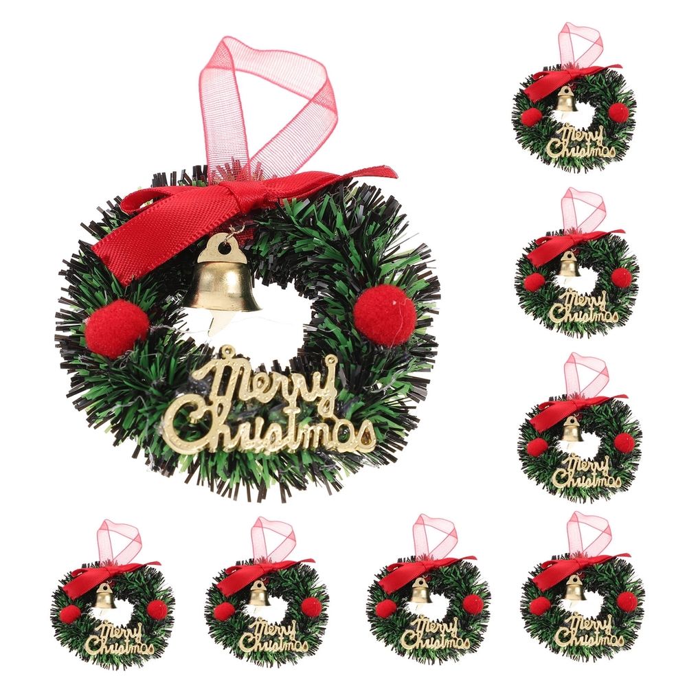 Christmas Hanging Wreath Pendants Green for Xmas Tree and Door
