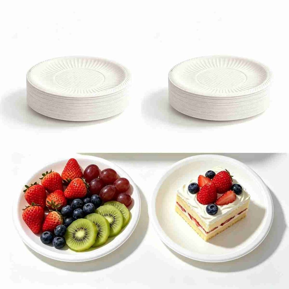 50Pcs Small Paper Plates Disposable Round Paper Plates 4inch Heavy Duty Mini Tableware for Dinner Cake Appetizer Holiday Valentine‘s Day Christmas Party Supplies, White