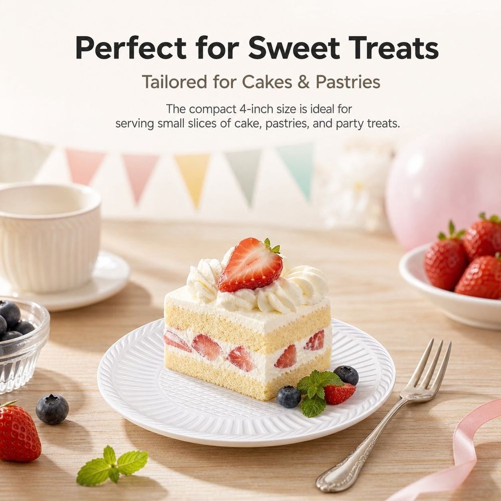 50Pcs Small Paper Plates Disposable Round Paper Plates 4inch Heavy Duty Mini Tableware for Dinner Cake Appetizer Holiday Valentine‘s Day Christmas Party Supplies, White