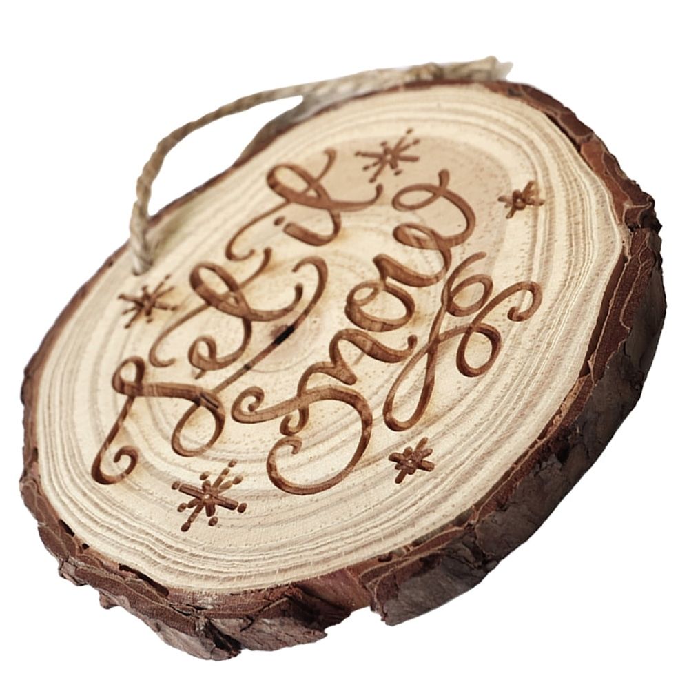 1 Pack Hand-Carved Natural Wood Slice Christmas Tree Ornaments, Rustic Hanging Pendants for Holiday Decoration