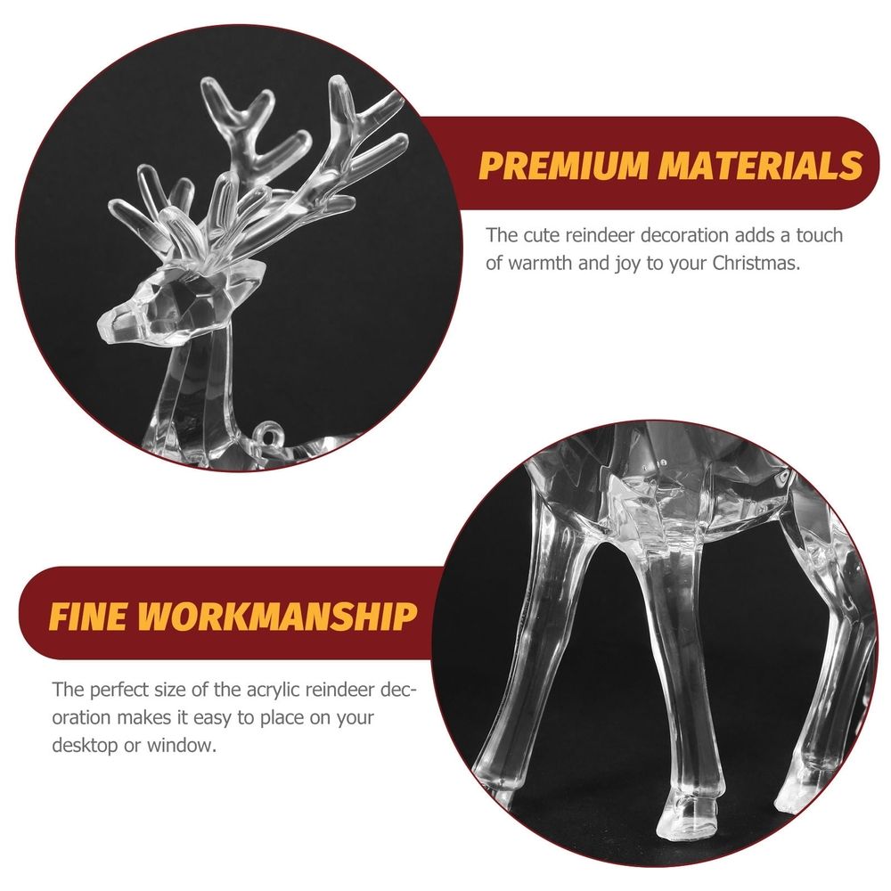 Clear Acrylic Reindeer Figurine Christmas Decoration Holiday Table Centerpiece for Festive Seasonal Home Decor