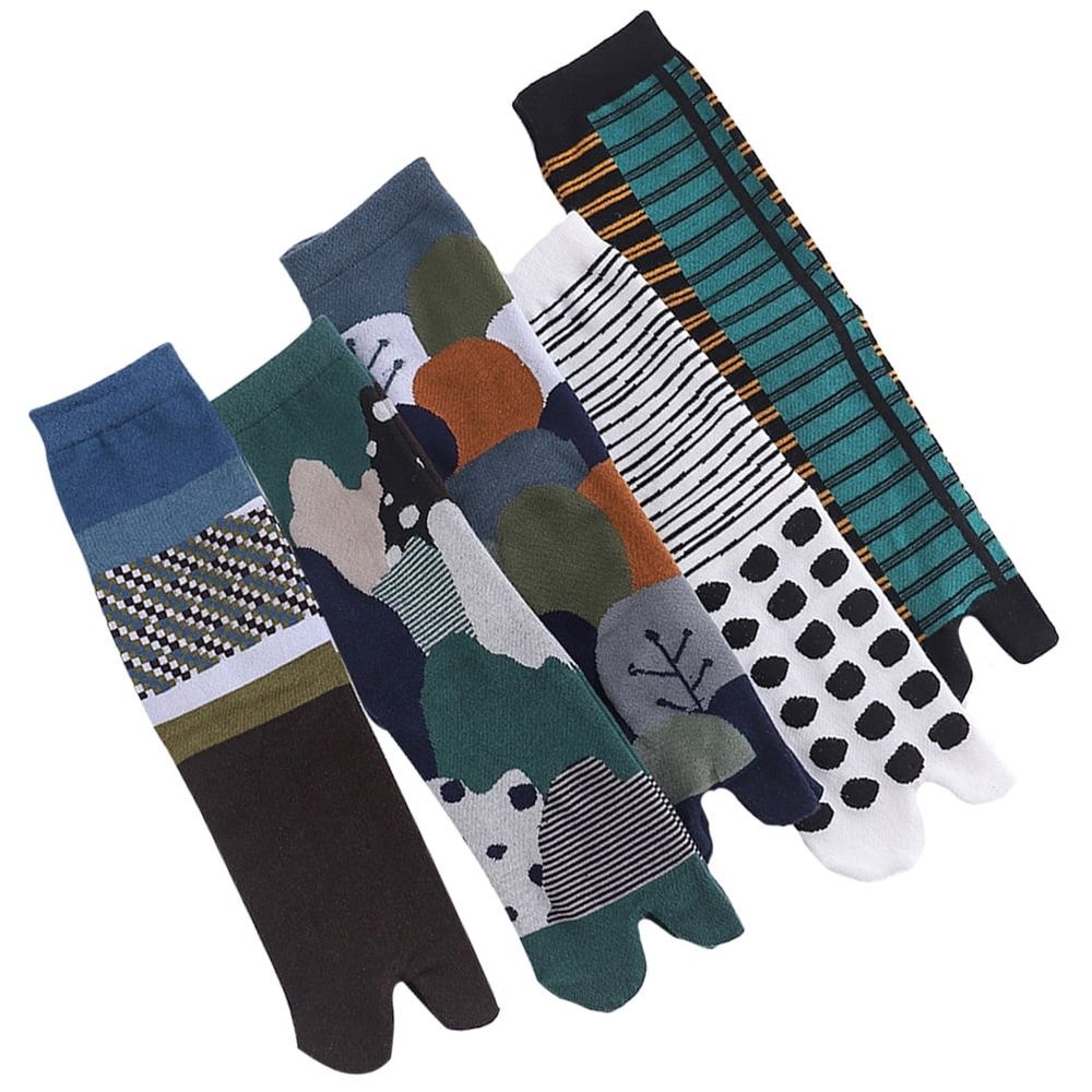 5Pairs Durable Cotton Socks Breathable Two Finger Stockings Creative Design for Wearing
