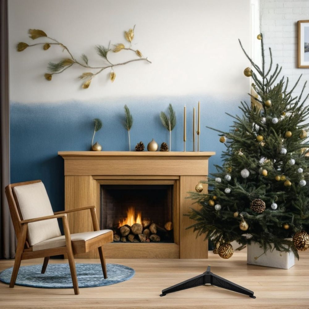 Black Xmas Tree Stand Plastic Base with Stylish Design for Home Christmas Tree
